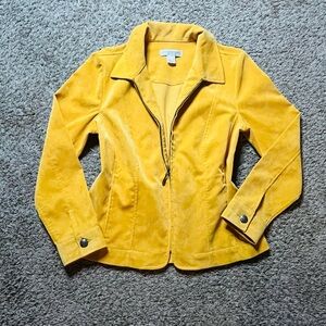Christopher & Banks Mustard Yellow Corduroy Zip-Up Jacket